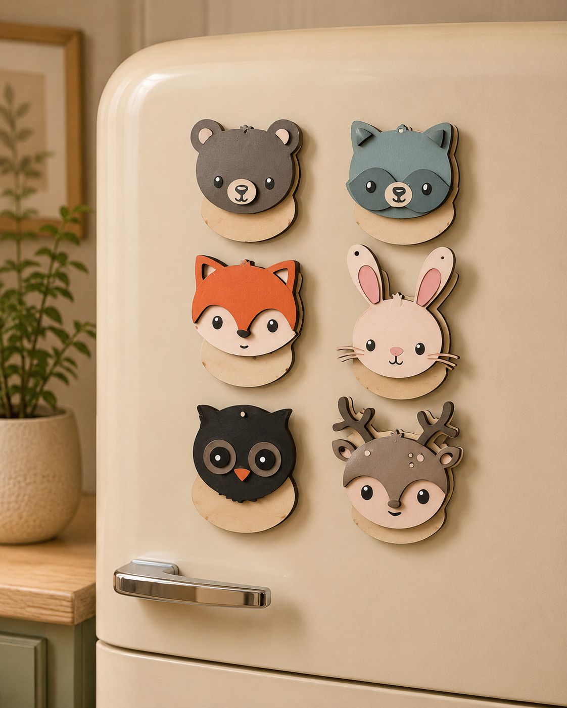 Cute Animal Fridge Magnet Set (Pack of 6)
